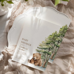 Invitation Bearly Wait Woodland Teddy Bear Baby shower