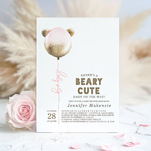 Invitation Béaro mou rose Baby shower Ours Teddy Inv