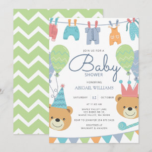 Invitation Bears & Ballons modernes - Baby shower Invitat