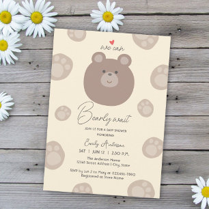 Invitation Beary Cute Brown Teddy Bear Cub Baby shower garçon