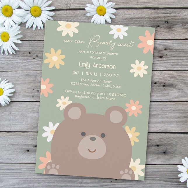Invitation Beary Cute Teddy Bear Baby shower neutre (Créateur téléchargé)