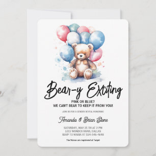 Invitation Beary Excitant Ballons Ours Révélation de genre