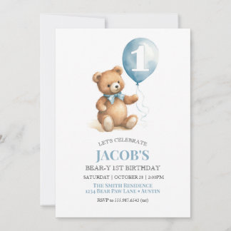 Invitation Beary Premier anniversaire Teddy Bear Boy