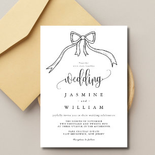 Invitation Beatrice Ribbon Bow Mariage noir et blanc