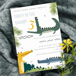 Invitation Beau Alligator Chompe N'importe quel Anniversaire