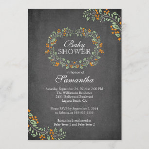 Invitation Beau Baby shower de charpente fleurie en tableau n