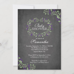 Invitation Beau Baby shower de charpente fleurie en tableau n