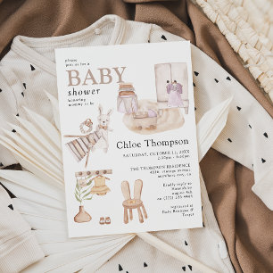 Invitation Beau Baby shower de fille Boho Nursery