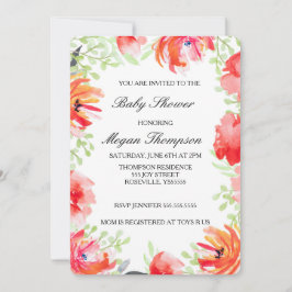 Invitation Beau Baby shower de fleurs de pavot aquarelle