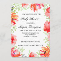 Beau Baby shower de fleurs de pavot aquarelle