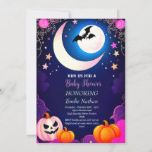 Beau Baby shower d'Halloween rose moderne violet