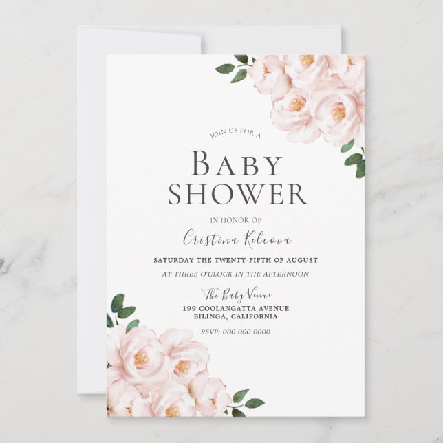 Invitation Beau Baby shower Fille Rose Bleu Élégant (Devant)
