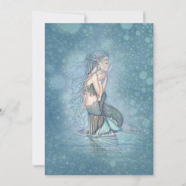 Invitation Beau Baby shower mère et bébé sirène (Devant)
