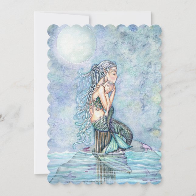 Invitation Beau Baby shower mère et bébé sirène (Devant)