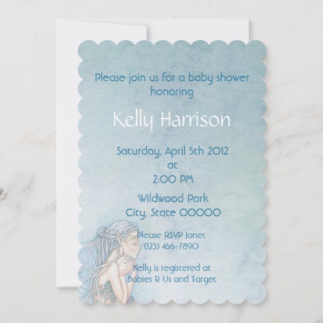Invitation Beau Baby shower mère et bébé sirène (Dos)