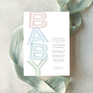 Invitation Beau baby shower pastel simple
