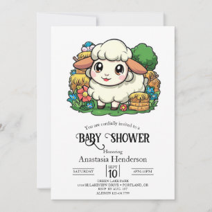 Invitation Beau Baby shower Whimsical Sheep