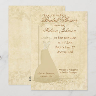 Invitation Beau Beige Vintage papier Fête des mariées Invitat