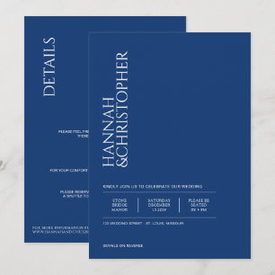 Invitation Beau bleu avec détails Mariage