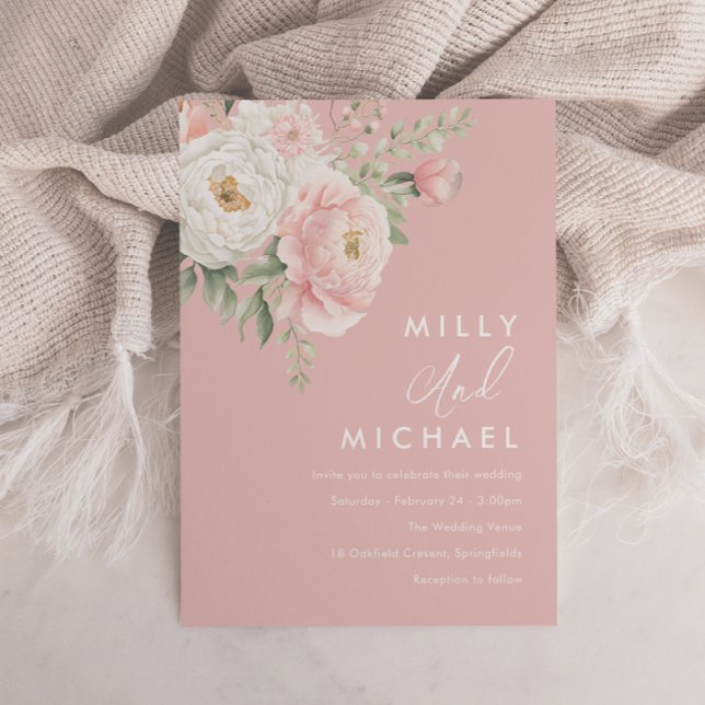 Invitation Beau Blush Botanical Florals Mariage (Créateur téléchargé)