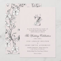 Beau Blush Floral 'Z' Monogramme Sketched