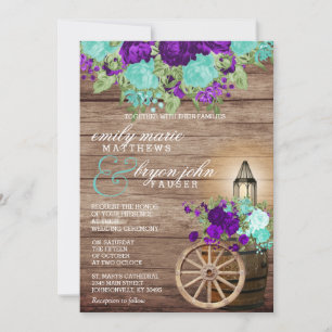 Invitation Beau bois d'Amérique avec Turquoise & foncé violet