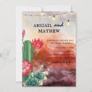 Invitation Beau Cactus Succulent Brûlé Mariage orange