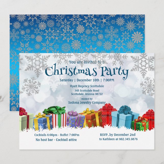Invitation Beau Cadeau Enveloppé Présents Noël Fête (Devant / Derrière)