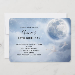 Invitation Beau ciel bleu avec cygnes volants Anniversaire