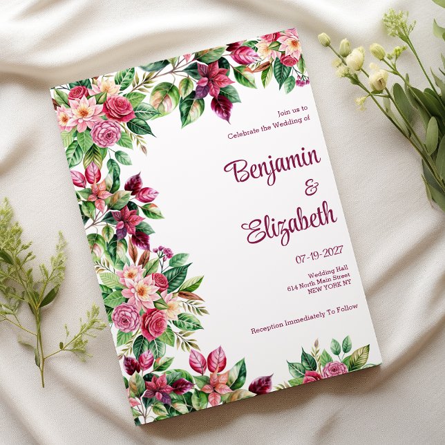 Invitation Beau coloré Mariage de bouquet de fleurs de campag (Colorful beautiful country flower bouquet Wedding )