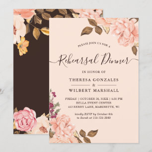 Invitation Beau dîner de répétition Vintage florale