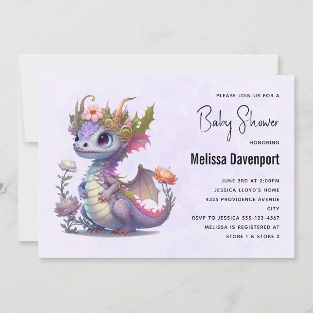 Invitation Beau Dragon avec élégant Baby shower de la Couronn (Devant)