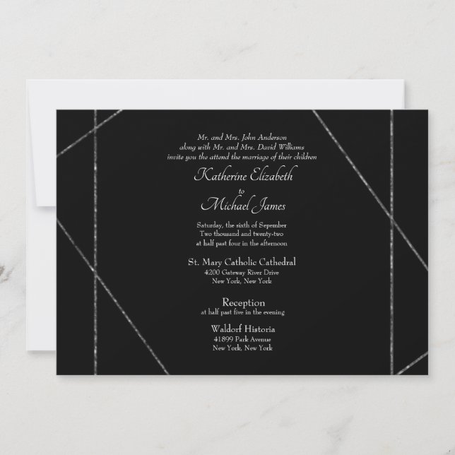 Invitation Beau Élégant Mariage photo B/W III (Devant)