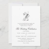 Beau Floral 'Z' Monogramme Mariage esquissé