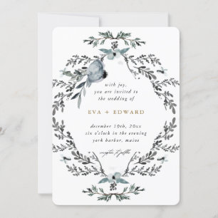 Invitation Beau Foliage Wreath Calligraphie Mariage
