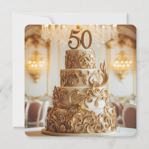 INVITATION BEAU GÂTEAU DU 50E ANNIVERSAIRE MARIAGE D'OR