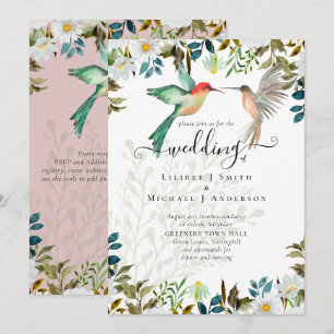 Invitation Beau HUMMINGBIRDS Couple Mariage