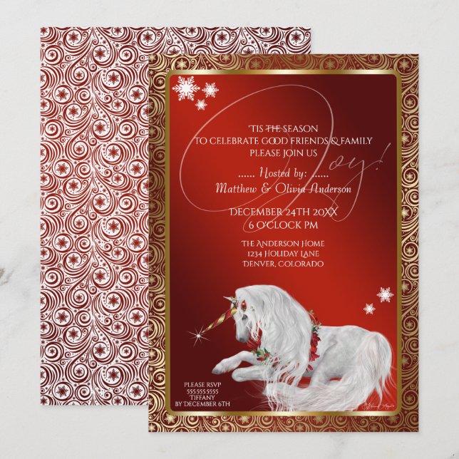 Invitation Beau Imaginaire Noël Unicorn Joy (Devant / Derrière)