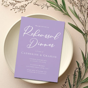 Invitation Beau Lilac Purple Script Dîner De Répétition
