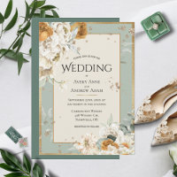 Beau Mariage d'aquarelle vert neutre floral