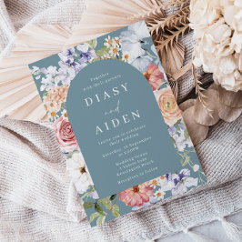 Invitation Beau Mariage de charpente d'arc fleuri botanique