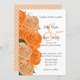 Invitation Beau Mariage de fleurs de Rose orange