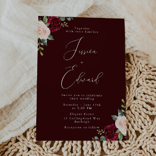 Invitation Beau Mariage d'élégance du vin rouge de Bourgogne