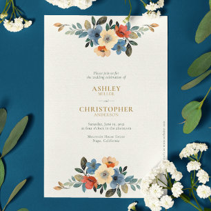 Invitation Beau Mariage d'ivoire Floral Aquarelle