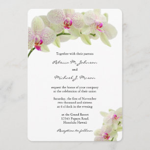Invitation Beau Mariage d'orchidées blanches et roses chaudes