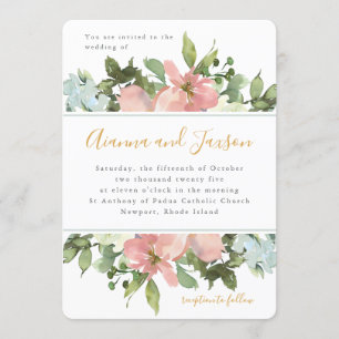 Invitation Beau Mariage floral d'aquarelle de couleur blanche