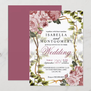 Invitation Beau Mariage floral de Mauve