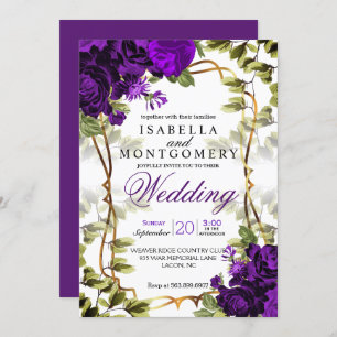 Invitation Beau Mariage floral violet