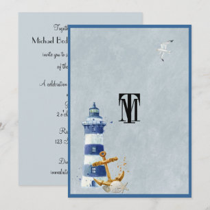 Invitation Beau Nautique, Phare, Ancre, Personnalisé