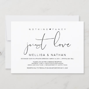 Invitation Beau Noir Rien De Fancy Juste Amour, Elopement